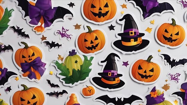 Arrangement of halloween party stickers