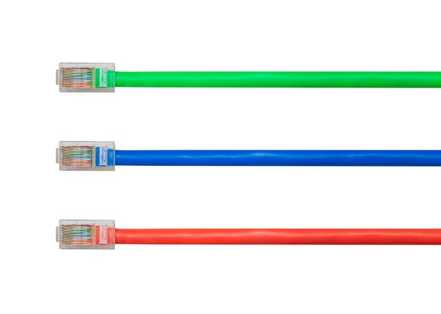 Arrangement of isolated cat5 cables to illustrate net neutrality