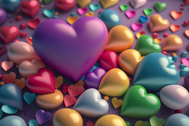 Photo an arrangement of multicolored hearts in an image