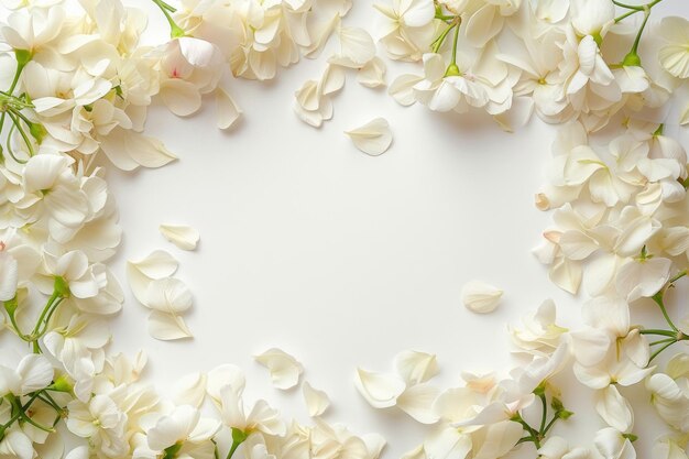 An arrangement of promising petals frames a clean white space