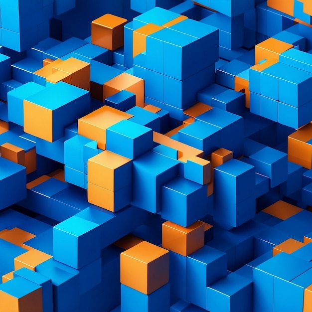 Arrangement of square blocks voxels cubes and boxes creating a visually appealing