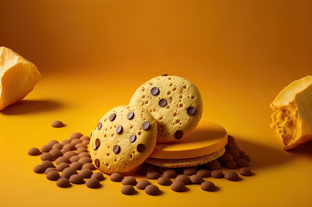 Photo arrangement of tasty biscuits against a yellow backdrop