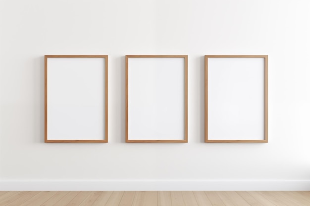 Arrangement of Three A4 Size Frames on White Wall