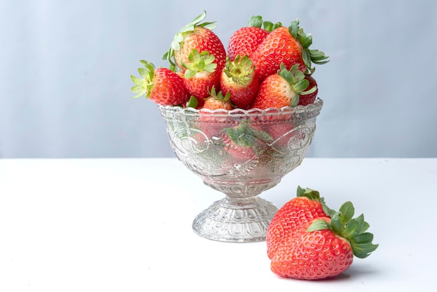 Arrangement with beautiful strawberries and accessories