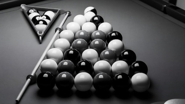 Arrangement with billiard balls and triangle