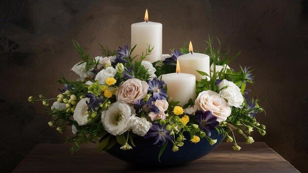 Arrangement with spa flowers and candles