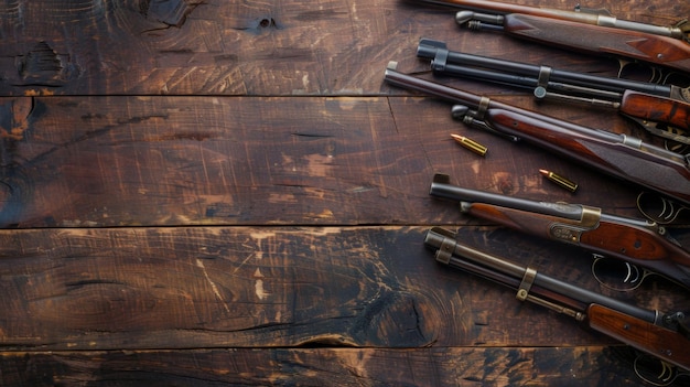 Array of Guns on Table