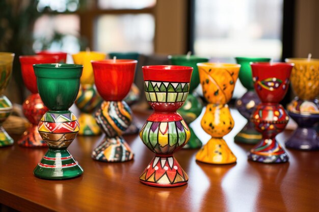 Photo array of handpainted kwanzaa candle holders kinara