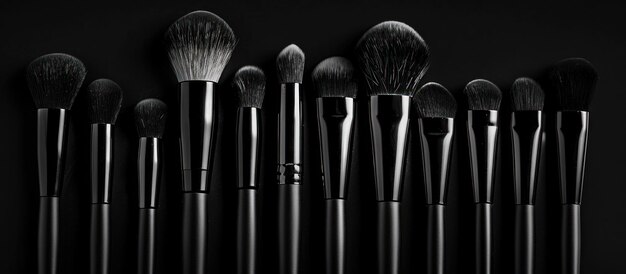 Array of Makeup Brushes in Order