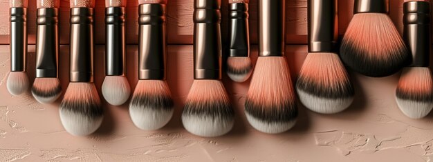 Array of Makeup Brushes on Wall