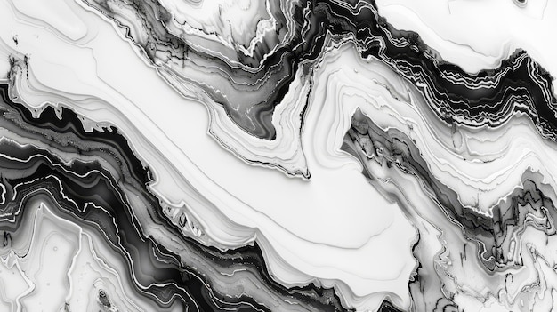 大理石 の 質感 を 模 する よう に 層 に 積もっ て いる 薄い 黒 と 白 の ストローク の 配列