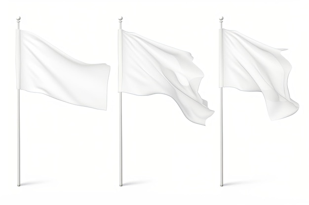 Array Of White Flags Against A White Background