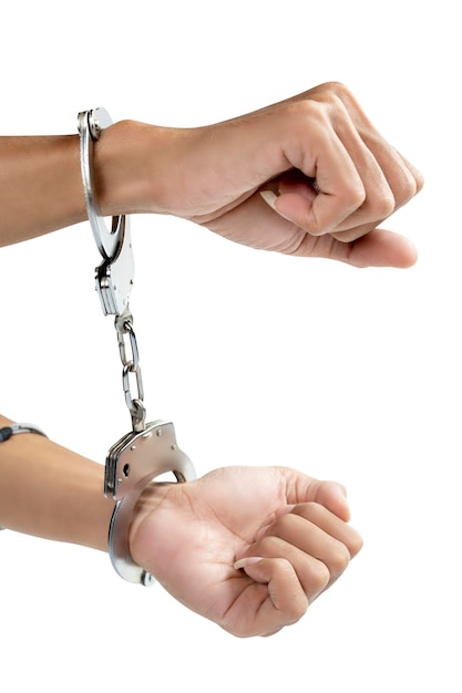 Фото Арестованный мужчина с наручниками на руке