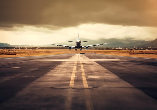 写真 空の滑走路に着陸する