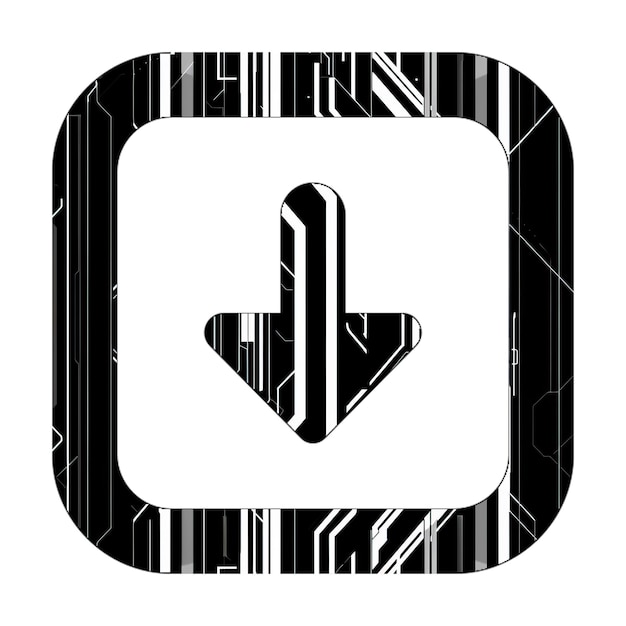 Photo arrow alt square down icon black white technology texture