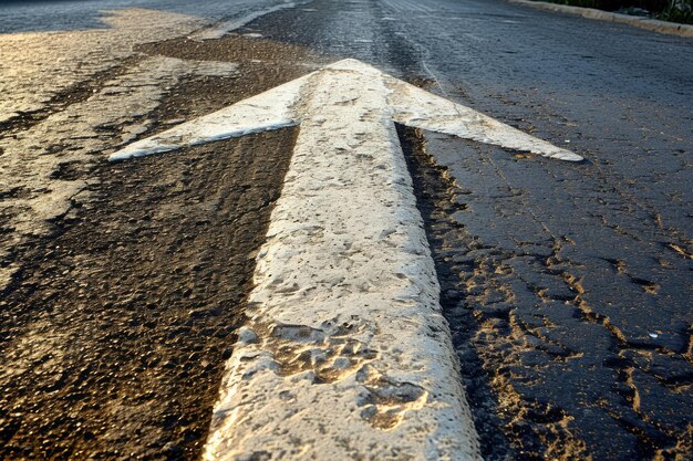 Arrow on Asphalt Road