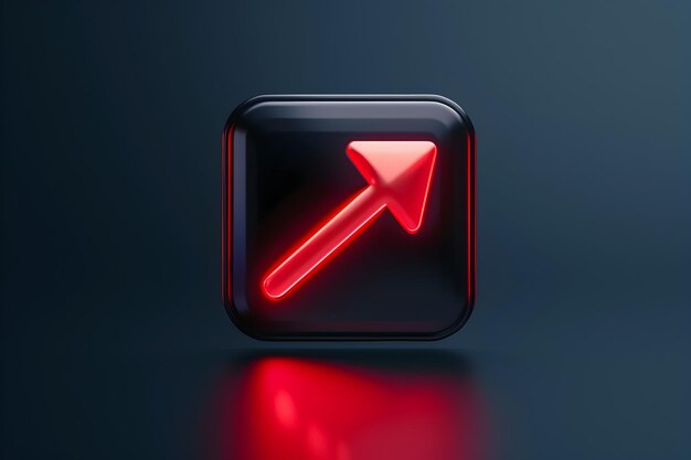Photo arrow button d uiux icon with high hyper details and a striking red and black color palette