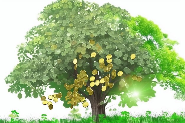 Arrow cion growth money tree coin plant for save money 3d banking income business