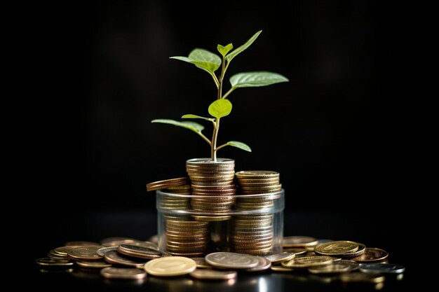 Photo arrow cion growth money tree coin plant for save money d banking income business