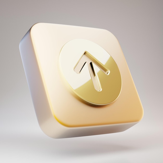 Arrow Circle Up icon. Golden Arrow Circle Up symbol on matte gold plate. 3D rendered Social Media Icon.