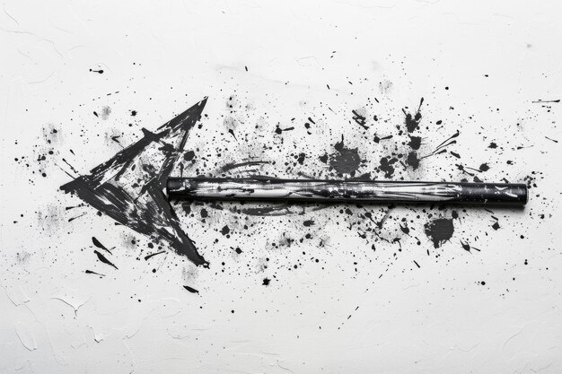 Photo arrow drawn with black marker on white background top view