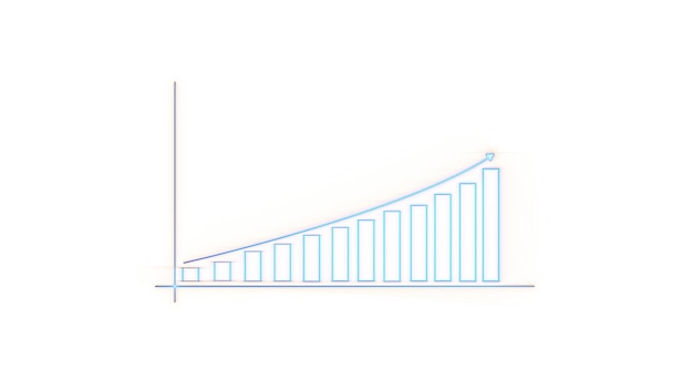 Arrow growth with grid line Business graph showing success