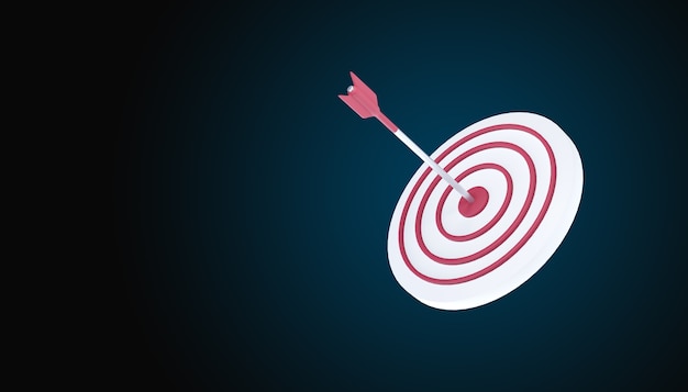 Arrow hit the center of target. business target achievement\
concept.3d illustration