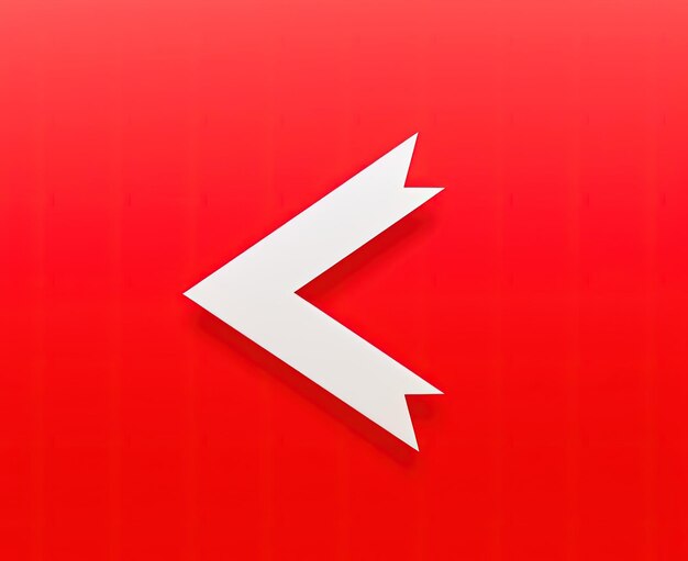 an arrow icon with a red curve downward in the style of u image