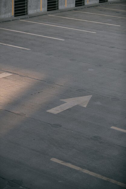 Photo arrow on parkade pavement