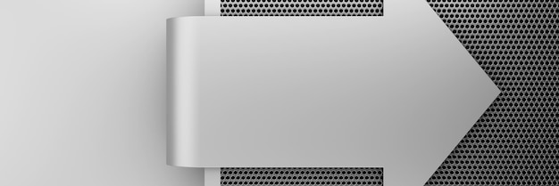 Серебряный металлический фон со стрелкой 3d-рендеринга