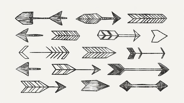 Arrow sign with handdrawn business arrows Business icon set Arrow sign