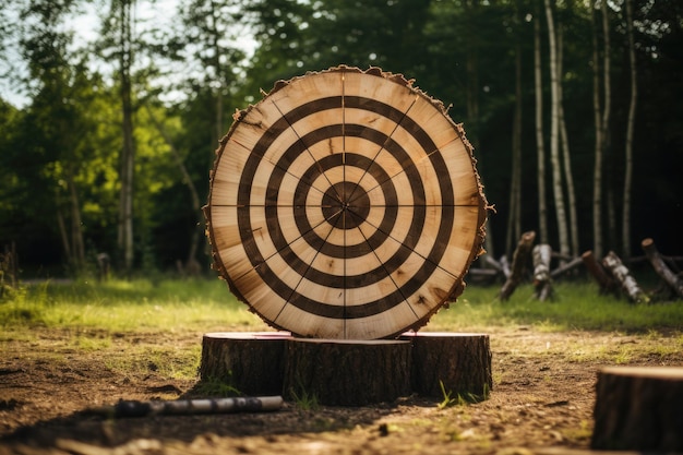 Photo arrow strikes target bullseye