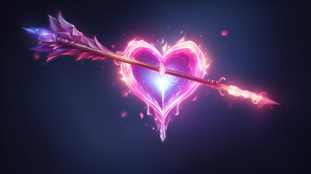 Arrow striking a glowing heart