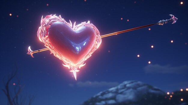 Photo arrow striking a glowing heart