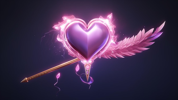 Photo arrow striking a glowing heart