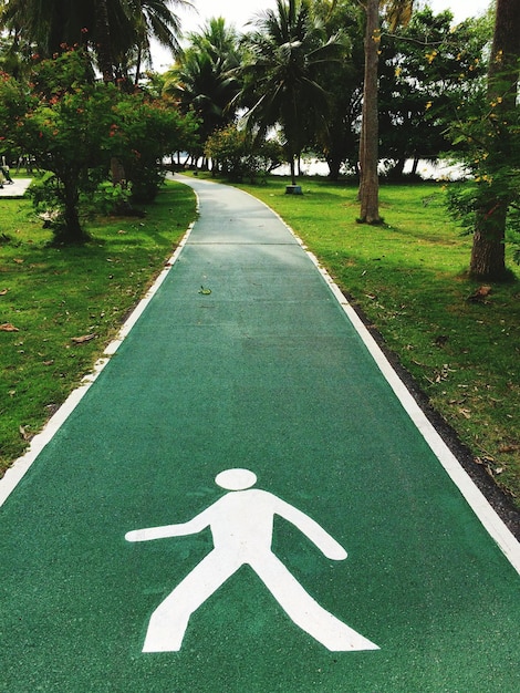 Photo arrow symbol on grass in park