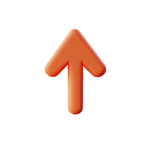 Arrow up orange design direction business symbol growth forward pointer plastic 3D icon
