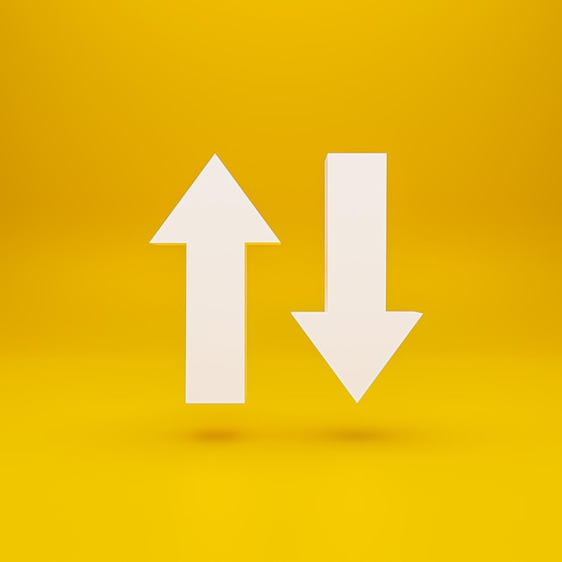 Photo arrow with yellow background analysis up and down 3d rendering creative concept