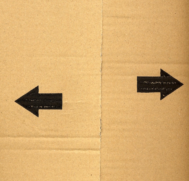 Photo arrows on cardboard