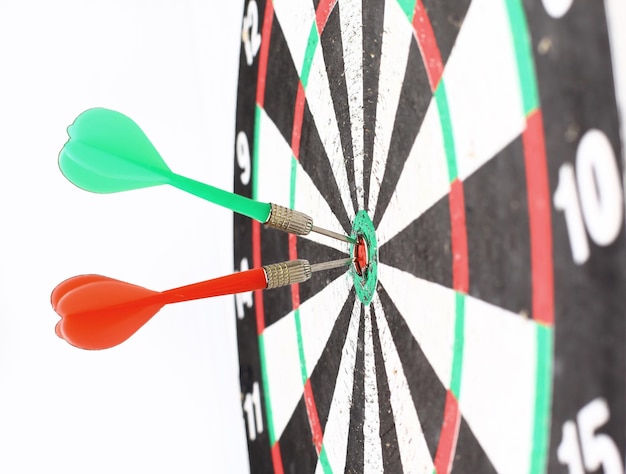 Arrows in the center of the targetDarts