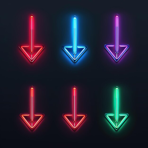 Arrows for direction of movement in neon color Direction sign