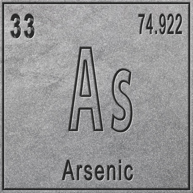 Arsenic chemical element, Sign with atomic number and atomic weight, Periodic Table Element, silver background