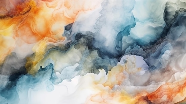 Art abstract smoke painting blots horizontal background Generative AI