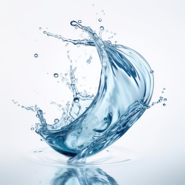 Art of blue water splash flowing motion