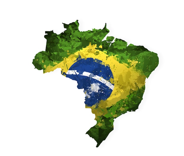 Photo art of the brazilian territory mixed with the national flag