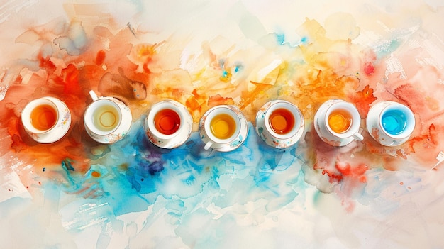 茶 を 造 する 芸術 水彩