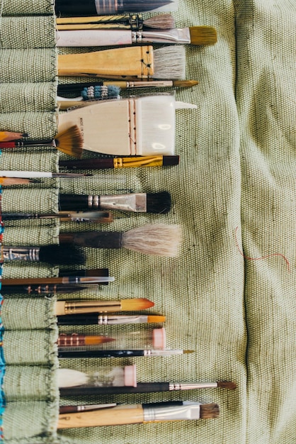 Art brushes different types for drawing on table