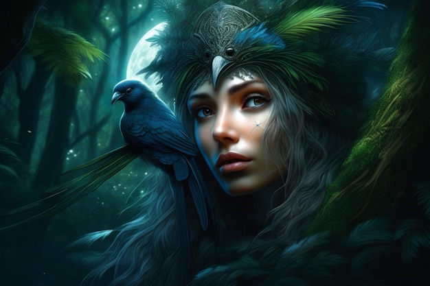 art by cameron gray luis royo Charlie Bowater Majestic bird peeking out from a lush forest