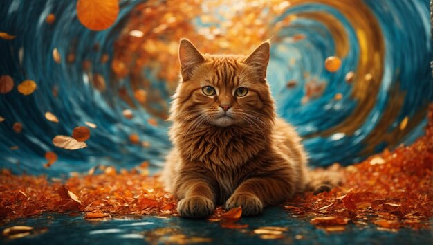 Photo art cat autumn