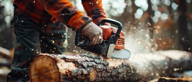 Photo the art of chainsaw sculpting mastering the raw wood cuts